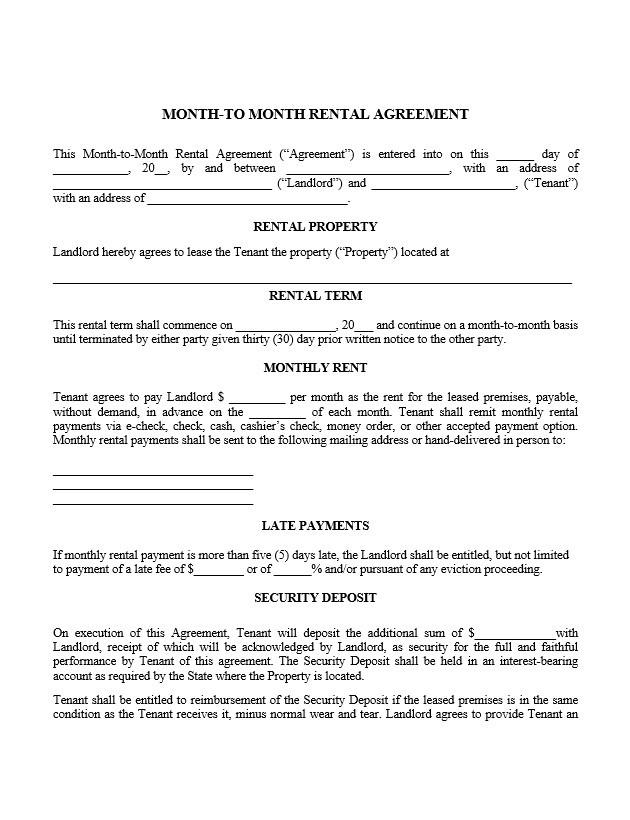 Month To Month Rental Agreement Template Approveme Free Contract Templates